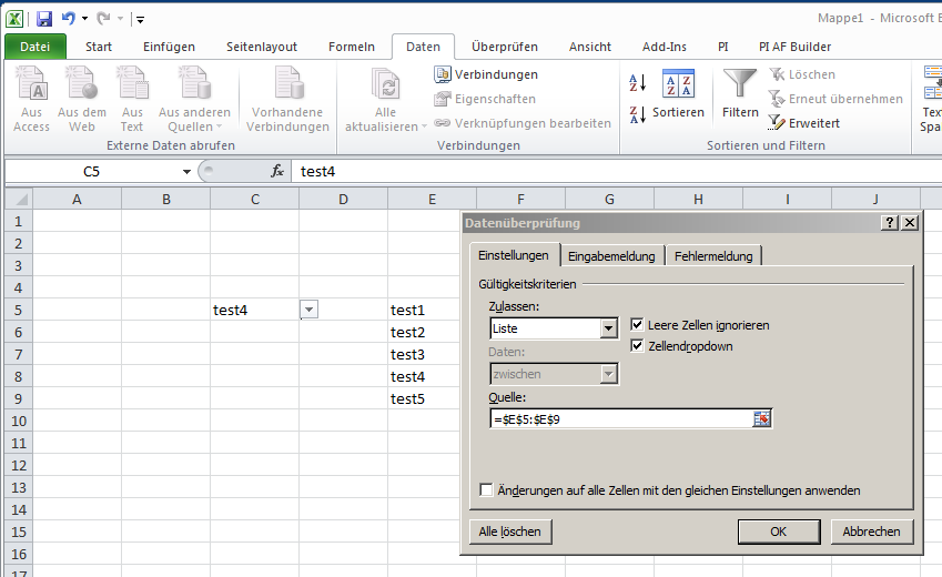 Excel dropdown liste erstellen kirtz trainings